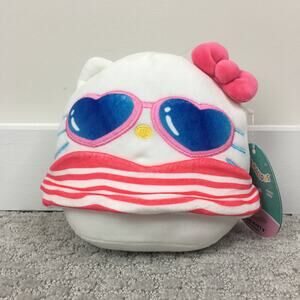 NWT Squishmallow Hello Kitty 2023 Summer Sunglasses Striped Dress Cat Plush